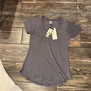 Women's Short Sleeve Striped Top - Dark Purple